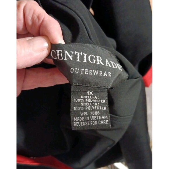 Centigrade Outerwear 1X Ladies Reversible Raincoat Black/Red Snap Front Mid Leng - Picture 5 of 8